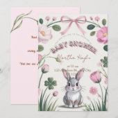 Bloemige Konijn Baby Shower Uitnodiging (Voorkant / Achterkant)