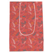 Bloemige krabbels in oranje en rood medium cadeauzakje (Achterkant)