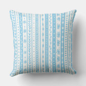 Bloemige krabbelstrepen in babyblauw en wit kussen (Achterkant)