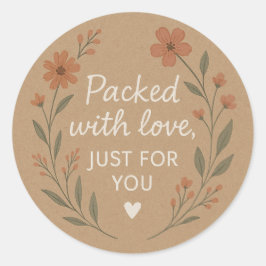 Bloemige Kraft Sticker 'Verpakt met Liefde'