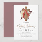 bloemige kruis christelijke lente Pasen diner Kaart (Voorkant / Achterkant)