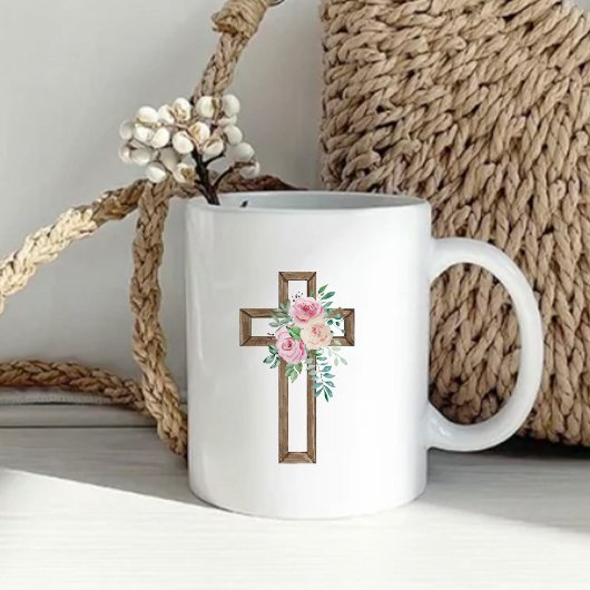 Bloemige kruisdoop koffiemok