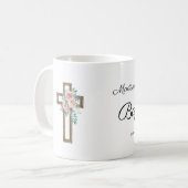 Bloemige kruisdoop koffiemok (Voorkant links)