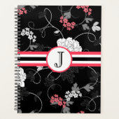Bloemige Krullen Zwarte Roze Planner (Voorkant)