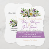 Bloemige lavendel gouden en witte bloemen met ring kaart (Voorkant / Achterkant)