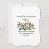 Bloemige lavendel gouden en witte bloemen met ring kaart (Achterkant)