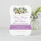 Bloemige lavendel gouden en witte bloemen met ring kaart (Staand voorkant)