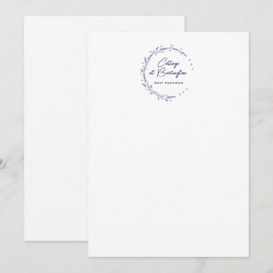 Bloemige lavendel harten krans notitiekaartje