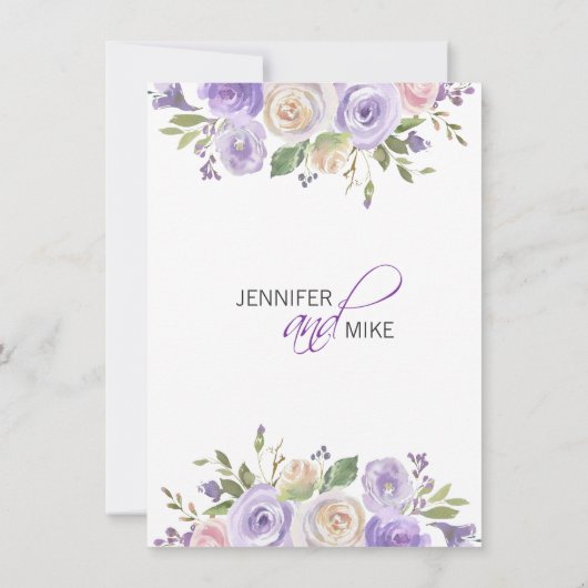 Bloemige lavendel paarse seringen bloemen bruiloft save the date (Achterkant)