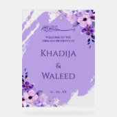 Bloemige lavendel sering moslim Nikkah welkomstbor Acryl Bord (Voorkant)