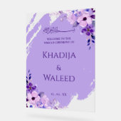 Bloemige lavendel sering moslim Nikkah welkomstbor Acryl Bord (Hoek)