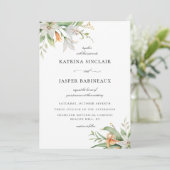 Bloemige Lelie Bruiloft Kaart (Staand voorkant)