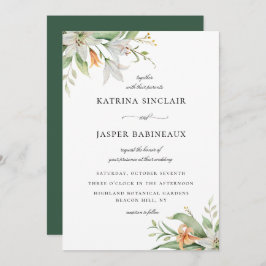 Bloemige Lelie Bruiloft Kaart