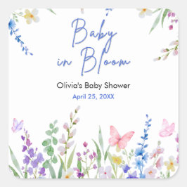 Bloemige lente Baby in bloei Baby Shower Vierkante Sticker