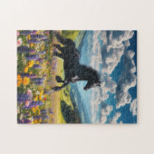 Bloemige/lente paard/hengst legpuzzel (Horizontaal)
