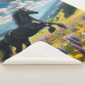 Bloemige/lente paard/hengst sherpa deken (3/4)