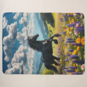 Bloemige/lente paard/hengst sherpa deken (Voorkant (horizontaal))