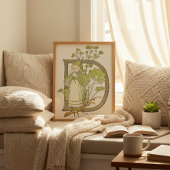 Bloemige letter D poster van Ottilia Adelborg