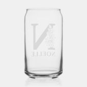 Bloemige Letter N Monogram en Gepersonaliseerde Na Blikvorm Glas (Achterkant)