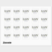 Bloemige letters blauw & crème neutrale baby showe vierkante sticker (Vel)