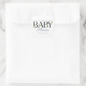 Bloemige letters blauw & crème neutrale baby showe vierkante sticker (Tas)