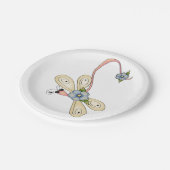 bloemige libel papieren bordje (Gekanteld)