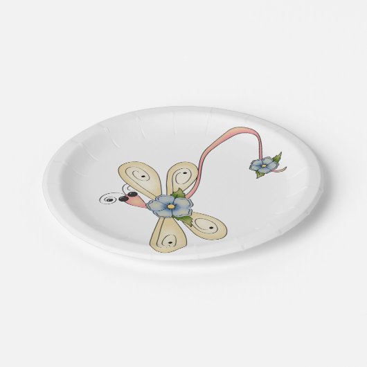 bloemige libel papieren bordje (Gekanteld)