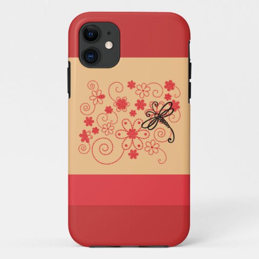 Bloemige Libelle Kunst Case-Mate iPhone Case (Achterkant)