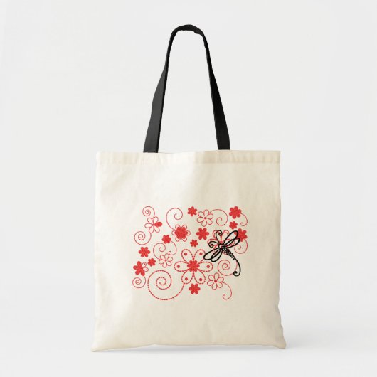 Bloemige Libelle Kunst Tote Bag (Voorkant)