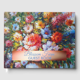 bloemige lichte landbloemen gepersonaliseerd gastenboek