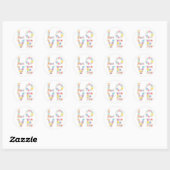 Bloemige LIEFDE Ronde Sticker (Vel)