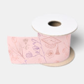 Bloemige Lijnkunst Afstudeercadeau Satijnen Lint (Spoel)