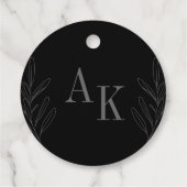 Bloemige Lijnkunst Rustieke Zwarte Elegante Bruilo Bedankjes Labels (Achterkant)