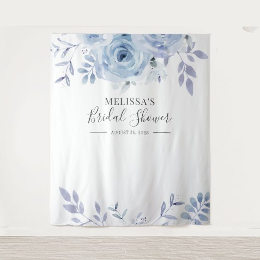 Bloemige lila bruidsdouche fotohokje achtergrond wandkleed (Voorkant)