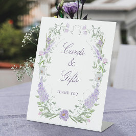 Bloemige Lila Lavendel Frame Kaarten & Cadeaus Reclamebord Met Voetstuk