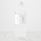 Bloemige lila lavendel krans Doop Waterfles Etiket (Voorkant)