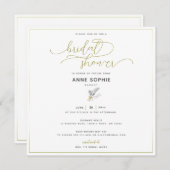 Bloemige Lily Valley Goud Calligrafie Bruidsdouche Kaart (Voorkant / Achterkant)