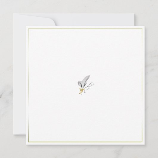 Bloemige Lily Valley Goud Calligrafie Bruidsdouche Kaart (Achterkant)