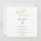 Bloemige Lily Valley Goud Calligrafie Bruidsdouche Kaart (Voorkant)