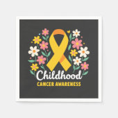 Bloemige lintje voor bewustwording van kanker bij  servet (Voorkant)