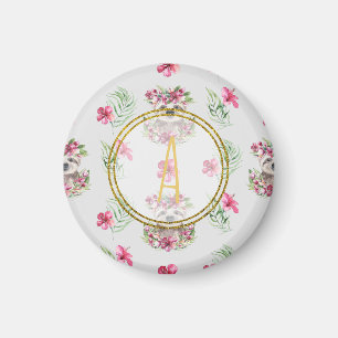 Bloemige LUIAARDD Monogram Patroon Meisjes Slaapka Magneet