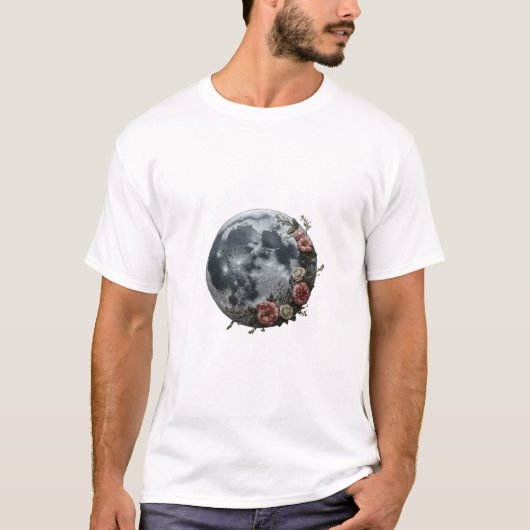 Bloemige Maan Hemelse Grafische T-Shirt (Voorkant)