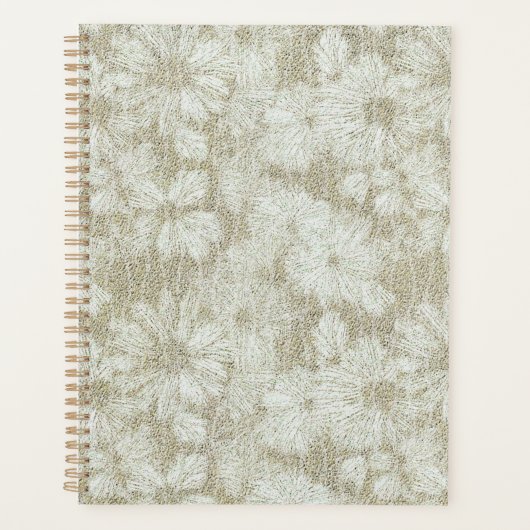 Bloemige Madeliefjes Fluwelen Crème Textuur Planner (Voorkant)