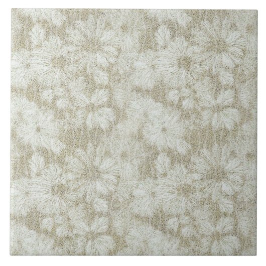 Bloemige Madeliefjes Fluwelen Crème Textuur Tegeltje (Voorkant)