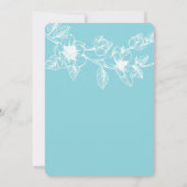 Bloemige Magnolia Tak Lichtblauwe Proefdinermaalij Kaart (Achterkant)