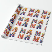 Bloemige MAMA Cadeaupapier (Uitgerold)