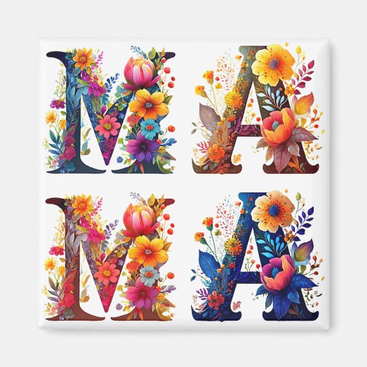 Bloemige MAMA Magneet (Voorkant)