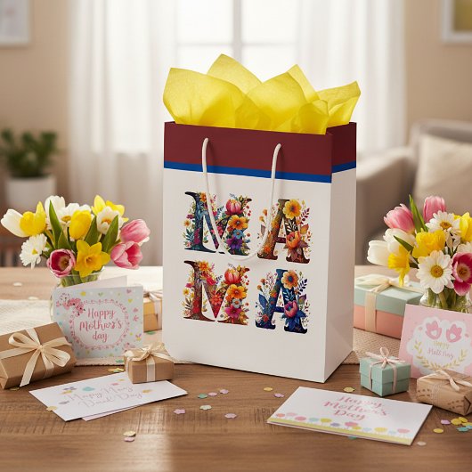 Bloemige MAMA Medium Cadeauzakje