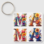 Bloemige MAMA Sleutelhanger (Voorkant)