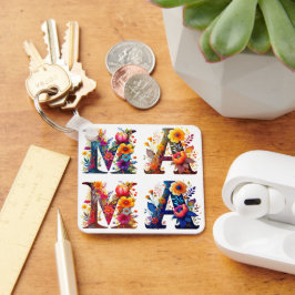 Bloemige MAMA Sleutelhanger